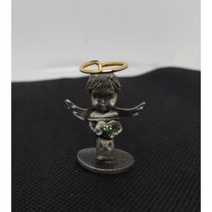 NWT Genuine Pewter Birthstone Angel of the Month August 1.5" T Gold Plated Halo